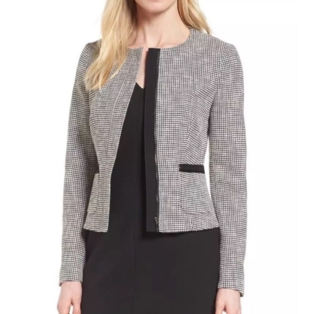 Boss Hugo Boss Kabira Tweed Blazer Jacket Black Cream Size 12 Romania career